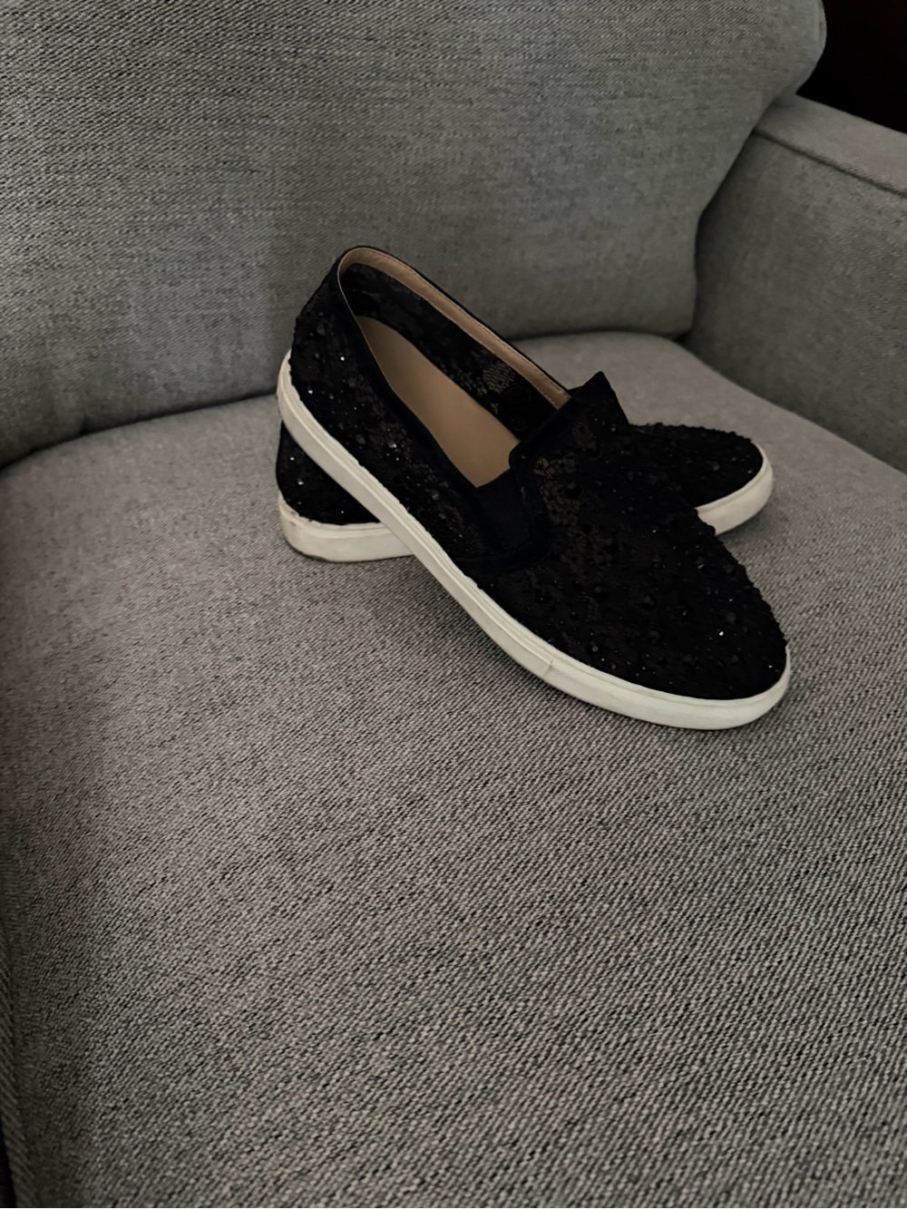 ANTONIO MELANI Black Sequin Slip-On Moccasins